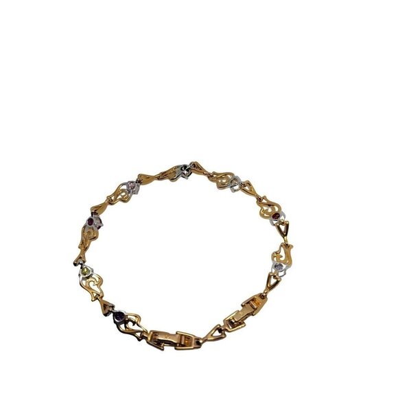 Feminine sparkling bracelet features multi links and rhinestones - Picture 2 of 3